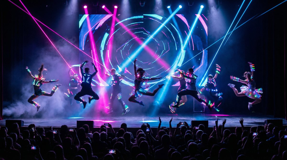 高清动漫舞蹈视频教程：炫酷灯光舞台表演实录