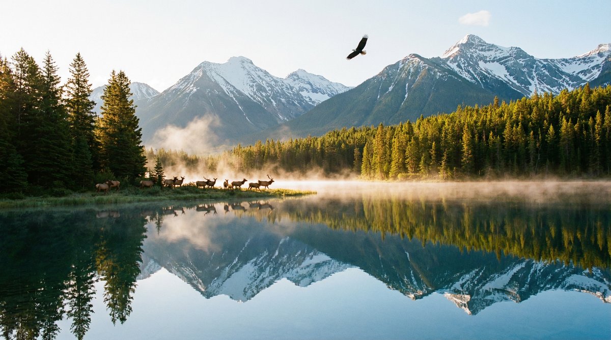 高清动漫自然风光视频：高山湖泊的绝美画卷